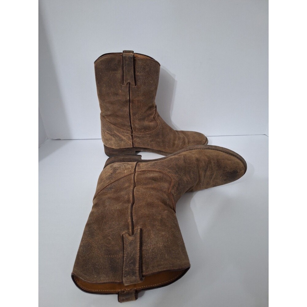 Ralph Lauren Purple Label Women's Brown Suede Leather Ankle Boots Sz 7.5 Cowgirl - Picture 10 of 16